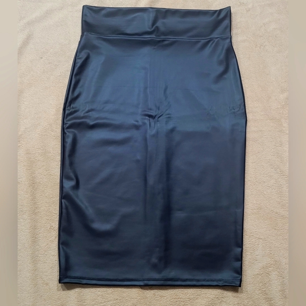 Simlu Black Faux Leather Skirt